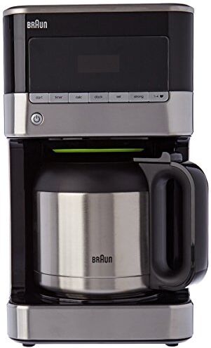 Braun Caffettiera domestica PurAroma 7 KF 7125 caffettiera con filtro con thermos e funzione timer, caffettiera per un aroma unico, 1000 watt, nero/acciaio inossidabile