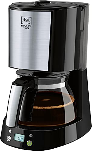 Melitta Enjoy Top Timer – Macchina da caffè con filtro – con caraffa in vetro – Funzione timer – antigoccia – 10 tazze – Nero (1017-11)