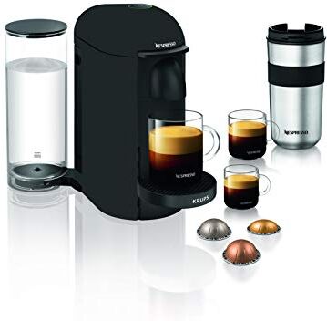 Nespresso Macchina da Caffè Krups Vertuo Plus Nero Opaco Caffettiera Espresso