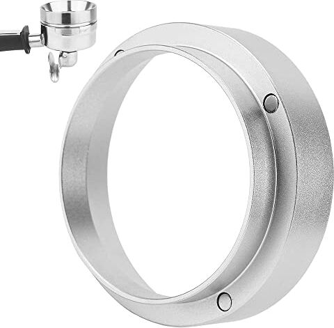 DIKEBAO Anello Dosatore per Caffè Imbuto Dosatore per Espresso 51mm Anello di Dosaggio Magnetico Anello per Polvere di Caffè Anello Dosatore Universale in Alluminio per Macchina Espresso, Argento