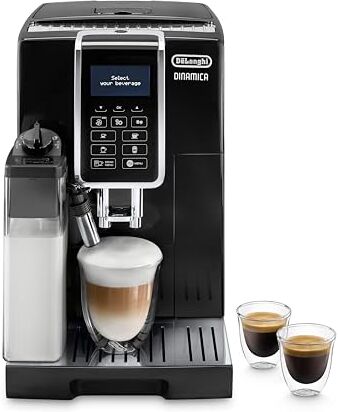 DeLonghi Dinamica Perfetto ECAM350.55.B, Macchina da caffè Automatica, Chicchi Macinati al Momento, Caraffa MontaLatte Automatica, 4 Bevande One Touch, Spegnimento Programmabile, Nero