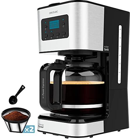 Cecotec Caffettiera a Goccia Programmabile Coffee 66 Smart Plus. 980 W, Capacità 12 Caffè, Tecnologia ExtemAroma e Funzione AutoClean, Finiture in Acciaio Inox, Schermo LCD, 1,5 L