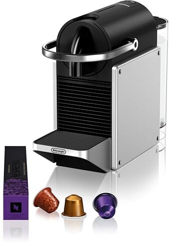 Nespresso De'Longhi Pixie , Macchina da Caffè con Sistema Capsule, Modalità ECO, Espresso e Caffè Lungo, Design Compatto, Pressione 19 Bar, 1260W, Silver