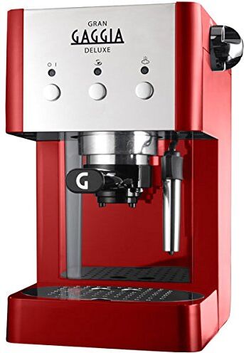 Gaggia Gran Deluxe Macchina Manuale per Il Caffè Espresso, Macinato e Cialde, 15 Bar, Colore Rosso, 1025W