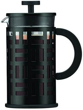 Bodum Eileen Caffettiera Presso-Filtro in Vetro con Filtro in Acciaio Inox, 8 Tazze, 1.0 l, Nero,