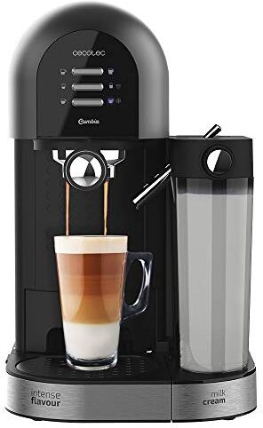 Cecotec Macchina da caffè semi automatica Instant Power-ccino 20 Serie Chic Nera. per caffè macinato e capsule, 20 barrette, 0,7 ml, serbatoio per acqua 1,7 L, 1470 W.