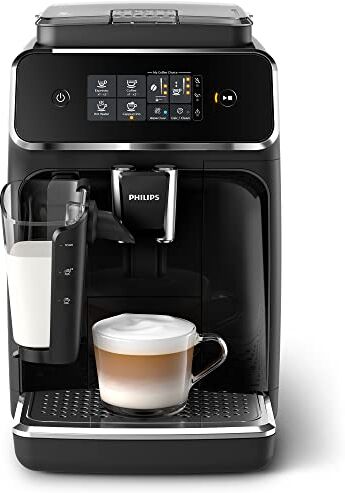 Philips 2200 Series Macchina da Caffè Automatica Montalatte LatteGo, 3 Bevande, Display Touch Intuitivo, Nero Lucido ()