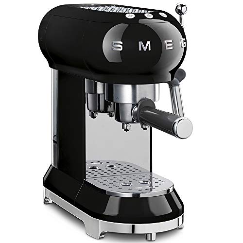 SMEG , Macchina da Caffè Espresso Manuale , Cappuccino System, Thermoblock, Alloggiamento Tazze Grandi e Funzione Caffè Doppio, Serbatoio Acqua da 1 L, Dimensioni Compatte, 1350W, Nero