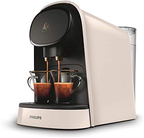 Philips L'OR Barista, macchina da caffè con capsule classiche o doppie, 19 bar di pressione, serbatoio 1 l, 9 capsule incluse, bianco satinato,