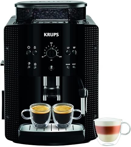 Krups Macchina per caffè espresso con macinacaffè e montalatte in acciaio inox Standard Nero