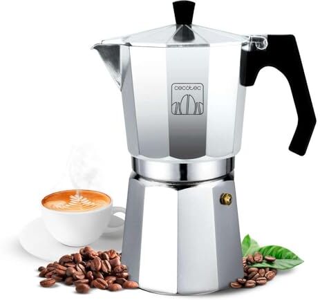 Cecotec Caffettiera Italiana Mokclassic 1200 Shiny. Caffettiera in Alluminio, Adatta a tutte le cucine, 12 Tazze di caffè, Guarnizione in silicone, Manico ergonomico e termoresistente