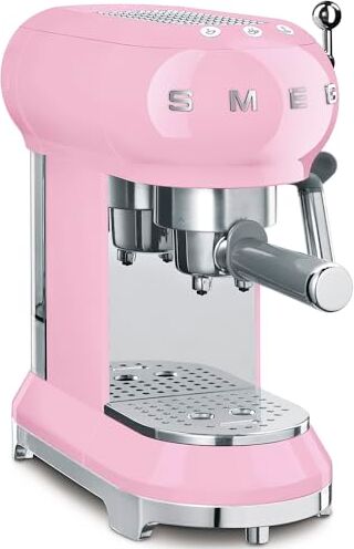 SMEG , Macchina da Caffè Espresso Manuale , Cappuccino System, Thermoblock, Alloggiamento Tazze Grandi e Funzione Caffè Doppio, Serbatoio Acqua da 1 L, Dimensioni Compatte, 1350W, Rosa