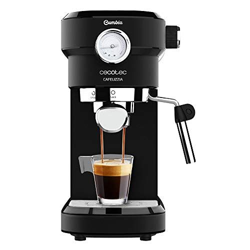 Cecotec Macchina da Caffè Espresso Cafelizzia 790 Black Pro. Espresso e Cappuccino con Manometro, 1350 W, Riscaldamento Rapido, 20 Bar, Modalità Automatica per 1 O 2 Caffè, Piroscafo Regolabile