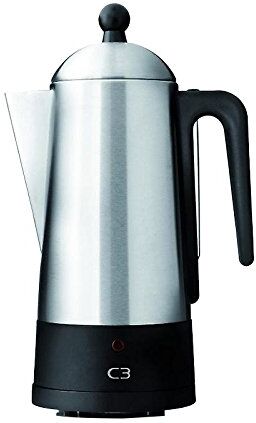 Bialetti C3 30 – 32001 Design Perkolator 2 – 6 tazze, acciaio inox spazzolato, Eco