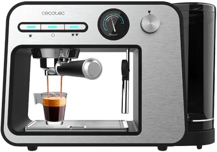 Cecotec Macchina da Caffè Espresso Power Espresso 20 Square Pro. 1450 W, 20 Bar, Thermoblock, Vaporizzatore, 2 Tazze di Caffè, Serbatoio Acqua Rimovibile da 1 Litro, Vassoio Riscaldante Tazze