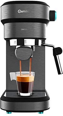 Cecotec Macchina da Caffè Espresso Cafelizzia 890 Dark. Espresso e Cappuccino, 1350 W, Sistema Thermoblock, 20 Bar, Modalità Auto per 1-2 Caffè, Vaporizzatore Orientabile, Capacità 1,2L, Scalda Tazze