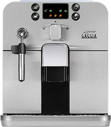 Gaggia RI9305/01  Macchina da Caffè Automatica per Espresso e Cappuccino, Caffè in Grani o Macinato, 1400W,100% Made in Italy, Argento (Browny Silver)