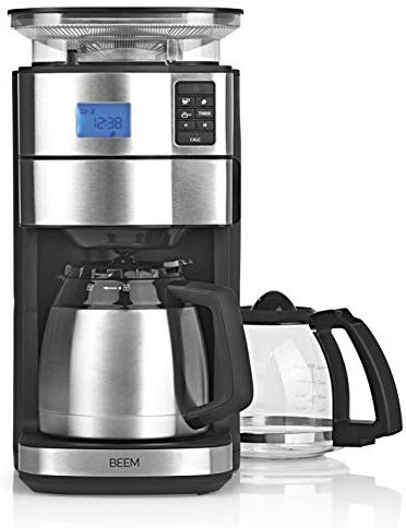 BEEM FRESH-AROMA-PERFECT II Caffettiera filtrante con macinacaffè Duo, caraffa in vetro e caraffa sottovuoto, 24h-timer, 1000 W , Acciaio inossidabile