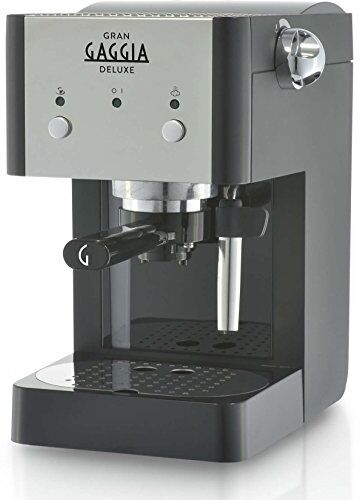 Gaggia Gran Deluxe Macchina Manuale per il Caffè Espresso, per Macinato e Cialde, 15 bar, 1L, Acciaio Inox, Nero, 1025W