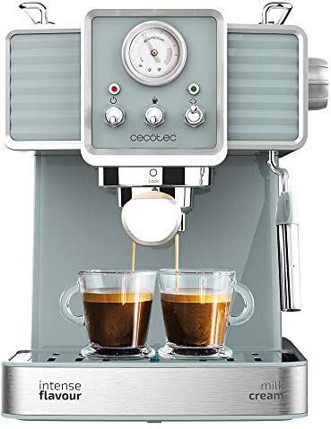 Cecotec Macchina da Caffè Espresso Power Espresso 20 Tradizionale 1350 W, Capacità 1,5 L, Espresso e Cappuccino, 20 Bar e Thermoblock, Vaporetto, Manometro, Design vintage