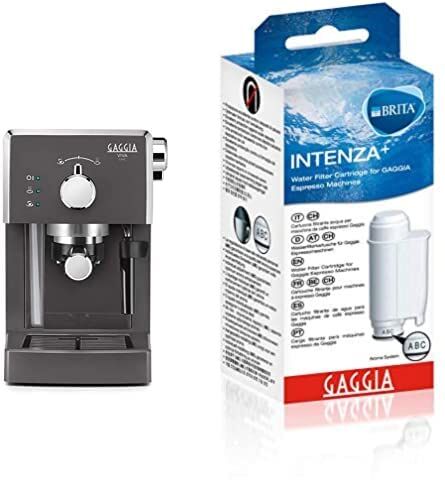 Gaggia Viva Chic Industrial Grey Macchina Manuale per il Caffè, 1025 W, 1 Liter, ABS 21001419 Filtro Brita Intenza, Filtro Anti-Calcare