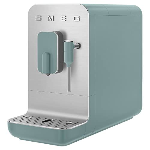 SMEG , Macchina da Caffè Espresso Automatica , Lancia Vapore, Macinacaffè Integrato, Sistema Thermoblock, Serbatoio 1,4 L, Cassetto Raccogligocce Rimovibile, 1350W, Verde Smeraldo