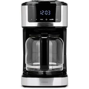 LIVOO caffettiera elettrica programmabile -15 tazze, 1,8L, filtro riutilizzabile, funzione di programmazione, mantenimento caldo, vetro LIVOO caffettiera elettrica programmabile -15 tazze, 1,8L, filtro riutilizzabile, funzione di programmazione, mantenimento caldo, vetro