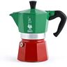 Bialetti Caffettiera Moka Express Tricolore, 6 Tazze, Manico anti scottatura, Non adatta a induzione, 6 Tazze (250 ml), Alluminio