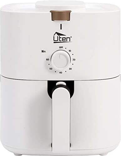 Uten Friggitrice ad Aria 4 Litri, 1500W, Air Fryer Bianca, Riceette PDF, Mini Friggitrice Senza Olio, Adatto Per Appartamenti, 1-5 Persone, Facile da Trasportare, Senza BPA & PFOA