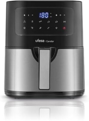 Ufesa Condor Friggitrice Aria senza Olio, Air Fryer da 4,5L, Acciaio Inox, 10 programmi, 1600 W, Digitale, Timer, Temperatura 80ºC 200ºC, Senza BPA e PFOA, Vassoio e Cestello Antiaderenti