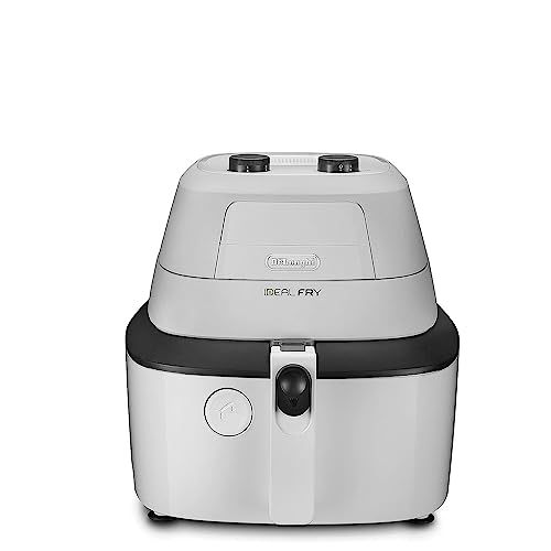 DeLonghi FH2101.W IDEALFRY Friggitrice ad Aria Calda, Capacità 1Kg, Frittura Leggera e Sana, Pannello di Controllo Manuale, Vasca Removibile da 3,9L, Pratico Coperchio e Timer Regolabile, Bianco