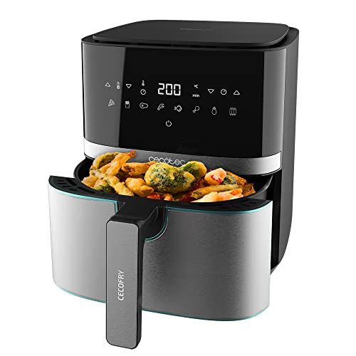 Cecotec Friggitrice ad Aria Cecofry Full Inox 5500 Pro. Air Fryer 1700 W, Capacità 5,5 L, Compatta e Digitale, Friggitrice Dietetica in Acciaio Inox, Senza Olio, Tecnologia PerfectCook, Termostato