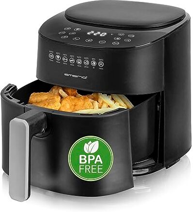 Emerio Grande friggitrice digitale ad aria calda, TOP AirFryer, friggere senza olio aggiuntivo, volume 4,5 litri, 8 programmi automatici, Cool Touch, senza BPA, riscaldamento rapido, 1300 Watt,