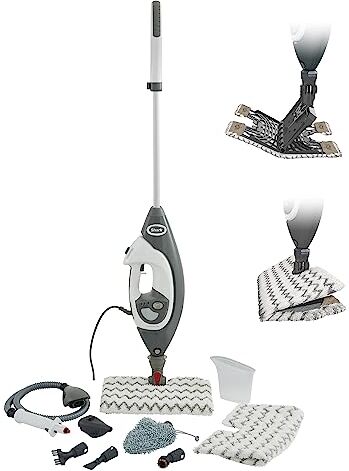 Shark Floor & Handheld Steam Cleaner, Scopa a Vapore e Vaporetto a Mano, 2 in 1, per Tutti i Pavimenti Duri, con 5 Accessori, 2 Impostazioni, Grigio/Bianco,