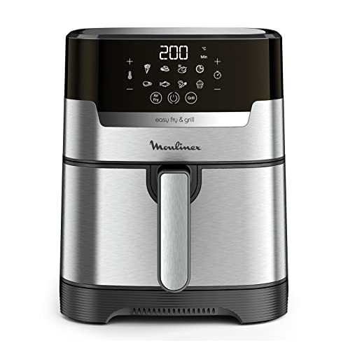 Moulinex Easy Fry & Grill, Friggitrice ad Aria 2 in 1, 4,2 Litri, Acciaio inox, Friggitrice senza Olio con Griglia, Display Digitale Touch, 8 Programmi, 6 Persone, Argento, 10​