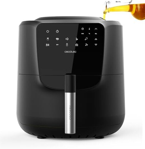 Cecotec Friggitrice ad aria senza olio da 5,5 litri con spray Air Fryer Cecofry Rain M. 1550 W, spray automatico e manuale, pannello di controllo tattile, termostato regolabile, autopulizia, 8 menu