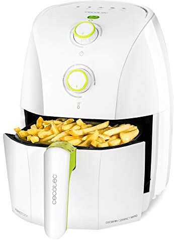 Cecotec Friggitrice ad Aria da 1,5 Litri Cecofry Compact Rapid White. 900 W, senza Olio, Capacità per 400gr di Patate, Temperatura 200ºC, Tempo Aggiustabile fino 30 min, Bianca