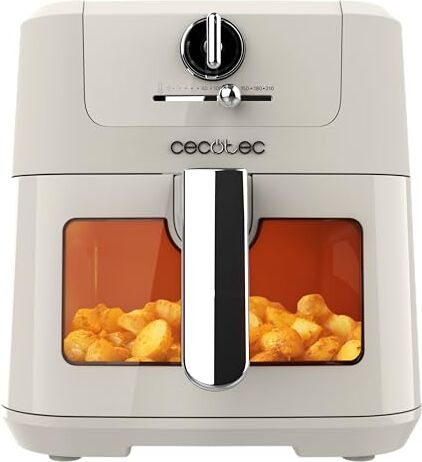 Cecotec Friggitrice ad Aria Cecofry Antique 5000 Window. Air Fryer 1500 W, Digitale, Capacità 5,5 L con Finestra, Tecnologia PerfectCook, Design Retrò, Termostato Regolabile Fino 60-200 ºc