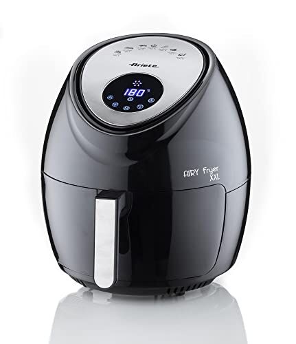 Ariete Airy Fryer XXL , Friggitrice ad Aria 5.5 Litri, Timer da 60 Minuti, LCD e Touchscreen con 7 Modalità di Cottura, Temperatura Massima 200° C, Capacità 2,5Kg, 1800W, Nero