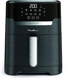 Moulinex Easy Fry & Grill, Friggitrice ad Aria 2 in 1, 4,2 Litri, Acciaio inox, Friggitrice senza Olio con Griglia, Display Digitale Touch, 8 Programmi, 6 Persone, Nero, EZ5058​