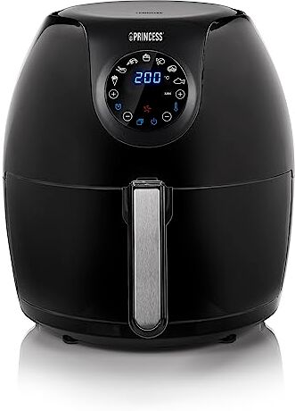 Princess Friggitrice ad Aria Calda Family XXL, 1700 W, 5.2 Litri, 7 Impostazioni di Cottura, Teglia per Torte Inclusa, Ricettario Digitale, Airfryer BPA-free, Nero