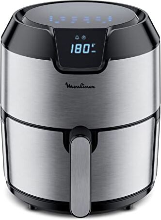 Moulinex Easy Fry Deluxe, Friggitrice ad Aria per Preparazioni Sane, Acciaio Inox, Raffreddamento ad Aria Calda, 4.2L Design Compatto, Regolazione della Temperatura, Timer, 8 Programmi,