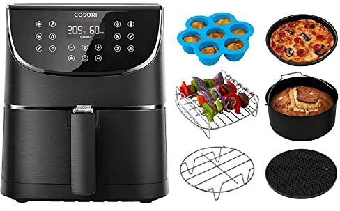 COSORI Friggitrice ad Aria XXL 5,5 Litri con 100 Ricette Italiane + Accessori Friggitrice ad Aria 5,5L, 6 Pezzi Accessori Airfryer Senza BPA