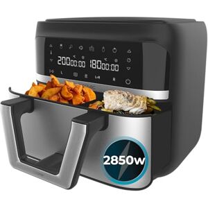 Cecotec Friggitrice ad Aria 9 Litri Air Fryer Cecofry Dual 9000. 2850W, Dietetica e Digitale, Pannello Tattile, Divisibile in 2, Temperatura Doppia e Regolabile, 6 Modalità, Tecnologia PerfectCook Cecotec Friggitrice ad Aria 9 Litri Air Fryer Cecofry Dual 9000. 2850W, Dietetica e Digitale, Pannello Tattile, Divisibile in 2, Temperatura Doppia e Regolabile, 6 Modalità, Tecnologia PerfectCook