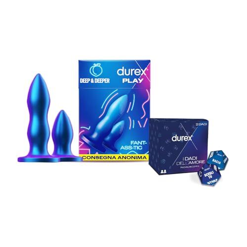 Durex Set Plug Anale, Sex toy Unisex in Silicone Waterproof per Uomo e Donna- 1 PZ + dadi dell'amore  2024
