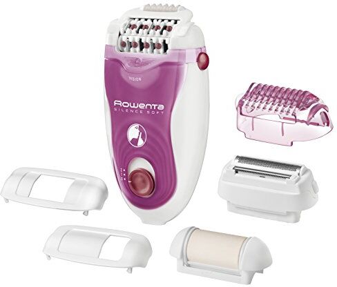 Rowenta Silence Soft Epilatore, Epilazione Silenziosa per Gambe con la Tecnologia Micro-Contact, 7 accessori, 4, 8 W, 220 240 V, Viola/Bianco