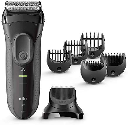 Braun Series 3 Proskin Shave & Style  3-In-1 Rasoio Elettrico Uomo con Regolabarba di Precisione e 5 Pettini, Ricaricabile e Senza Fili, Nero/Grigio