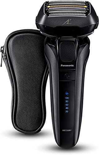 Panasonic ES-LV6U Wet & Dry Rasoio elettrico a 5 lame per uomo Rasatura precisa e pulita, nero