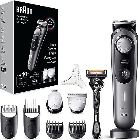 Braun Series 9 Rasoio Elettrico Barba Con Lama Barba Barba Problade E Strumenti Professionali, Regolabarba Uomo 40 Lunghezze, Base Di Ricarica E Custodia Esclusiva, BT9420 Grigio