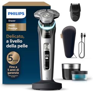 Philips Shaver i9000 Prestige, rasoio elettrico Wet & Dry, tecnologia Skin IQ, triplo sistema di sollevamento e taglio, doppie lame in acciaio di precisione 360°, styler per barba, modello Philips Shaver i9000 Prestige, rasoio elettrico Wet & Dry, tecnologia Skin IQ, triplo sistema di sollevamento e taglio, doppie lame in acciaio di precisione 360°, styler per barba, modello